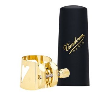 Vandoren Optimum Tenor Saxophone Ligature - Gold Guilded with Plastic Cap - Reeds For Less