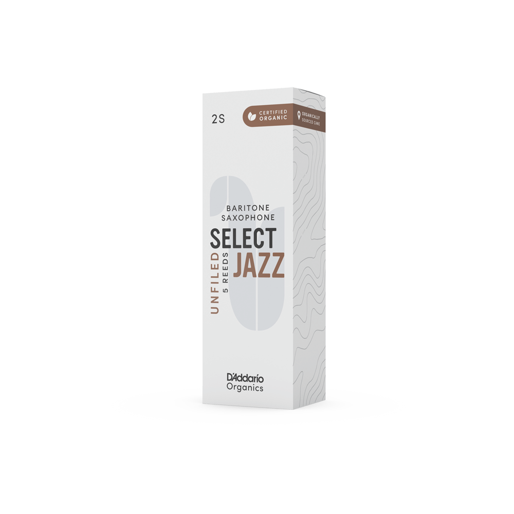D'Addario Organic Select Jazz Unfiled Baritone Saxophone Reeds - Individually Sealed, 5-Pack