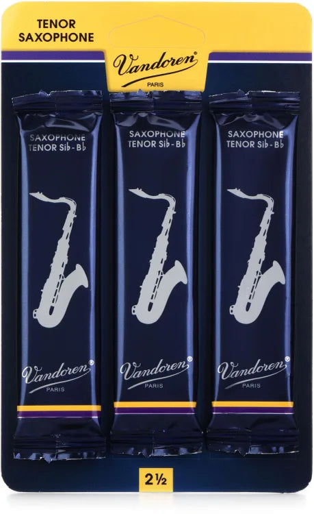 Vandoren Traditional Tenor Saxophone Reeds - 3-Pack or Box of 5 - Reeds For Less
