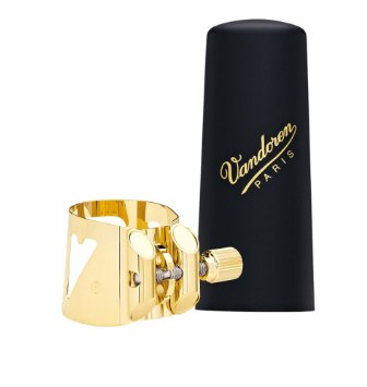 Vandoren Optimum Tenor Saxophone Ligature - Gold Guilded with Plastic Cap