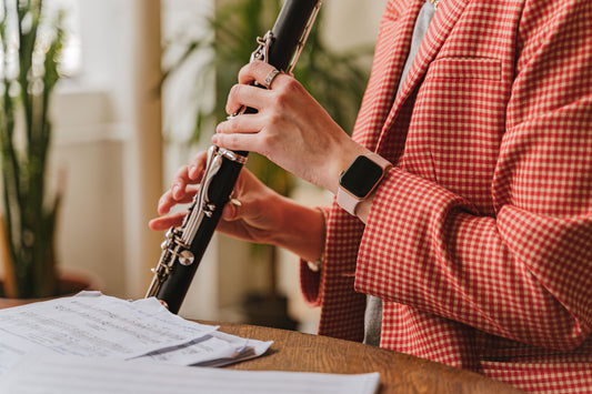 clarinet player close up - no face
