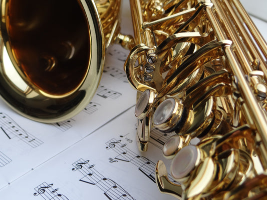 saxophone with sheet music