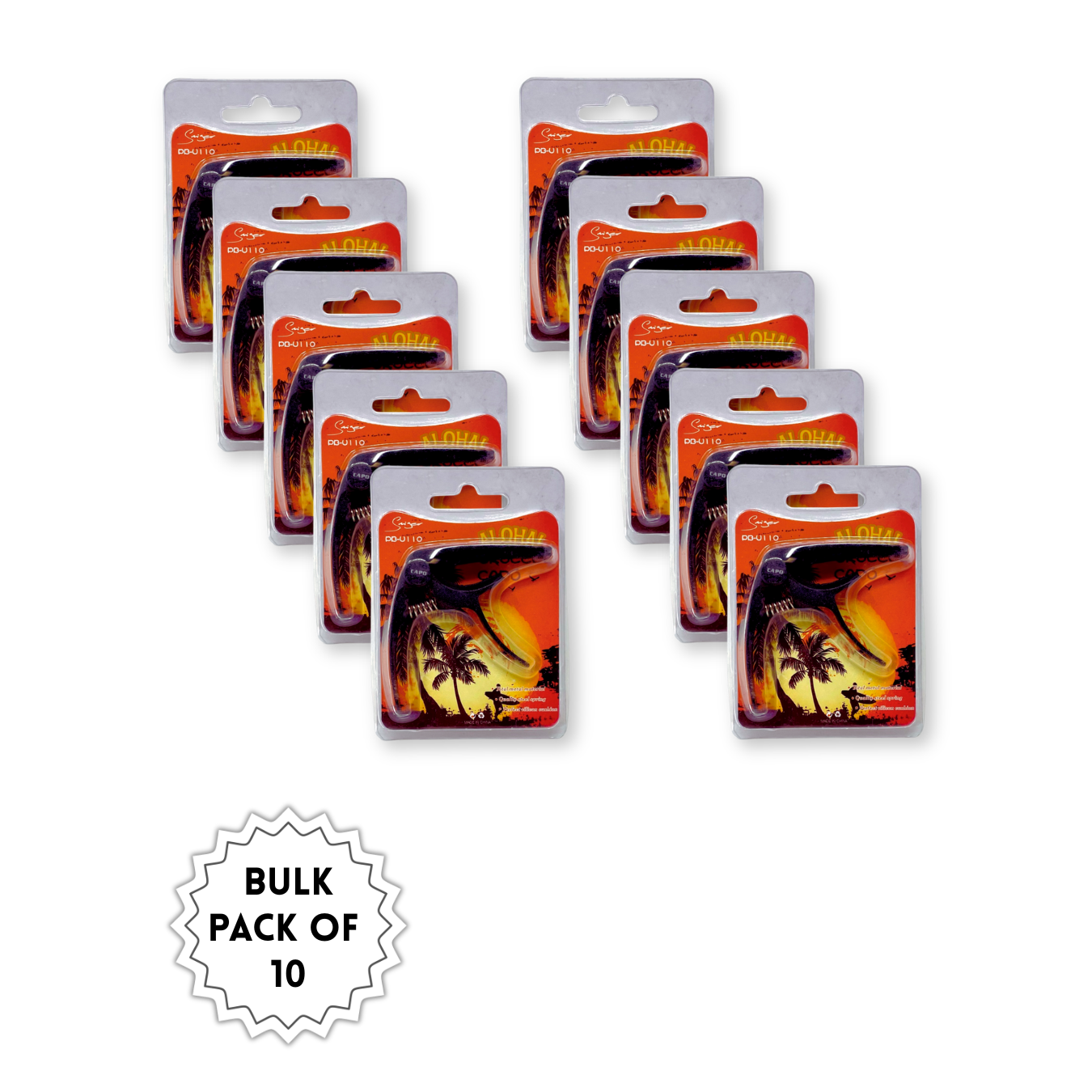 Ten-pack of black guitar capos