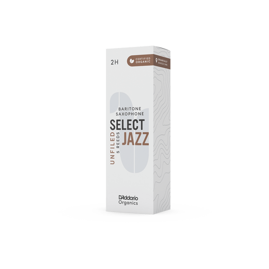 D'Addario  Organic Select Jazz Unfiled Baritone Saxophone Reeds - Individually Sealed, 5-Pack - Reeds For Less