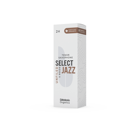 D'Addario Organic Select Jazz Unfiled Tenor Saxophone Reeds - Individually Sealed, 5-Pack - Reeds For Less