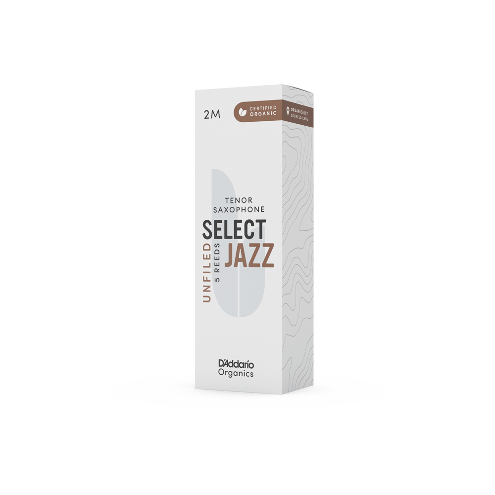 D'Addario Organic Select Jazz Unfiled Tenor Saxophone Reeds - Individually Sealed, 5-Pack - Reeds For Less