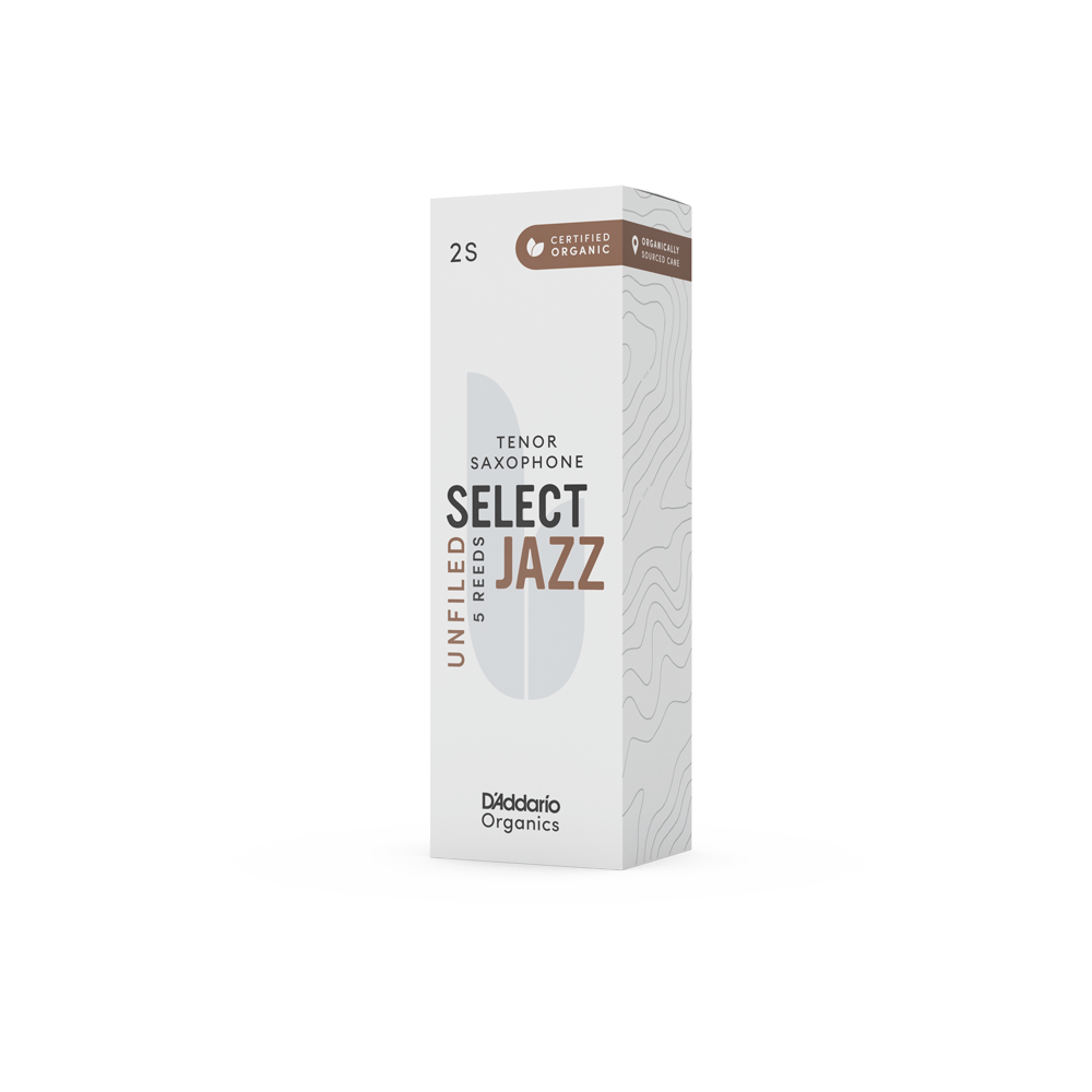 D'Addario Organic Select Jazz Unfiled Tenor Saxophone Reeds - Individually Sealed, 5-Pack - Reeds For Less