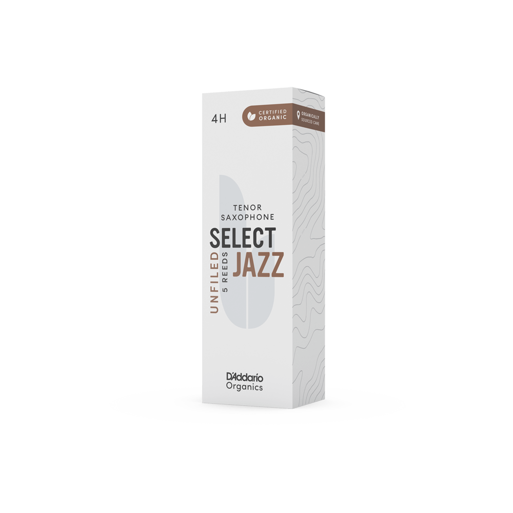 D'Addario Organic Select Jazz Unfiled Tenor Saxophone Reeds - Individually Sealed, 5-Pack - Reeds For Less