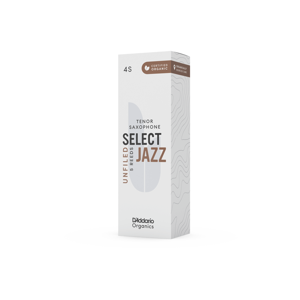 D'Addario Organic Select Jazz Unfiled Tenor Saxophone Reeds - Individually Sealed, 5-Pack - Reeds For Less