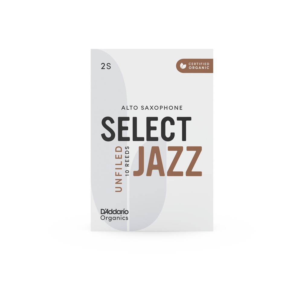 D'Addario Organic Select Jazz Unfiled Alto Saxophone Reeds - Individually Sealed, 10-Pack - Reeds For Less