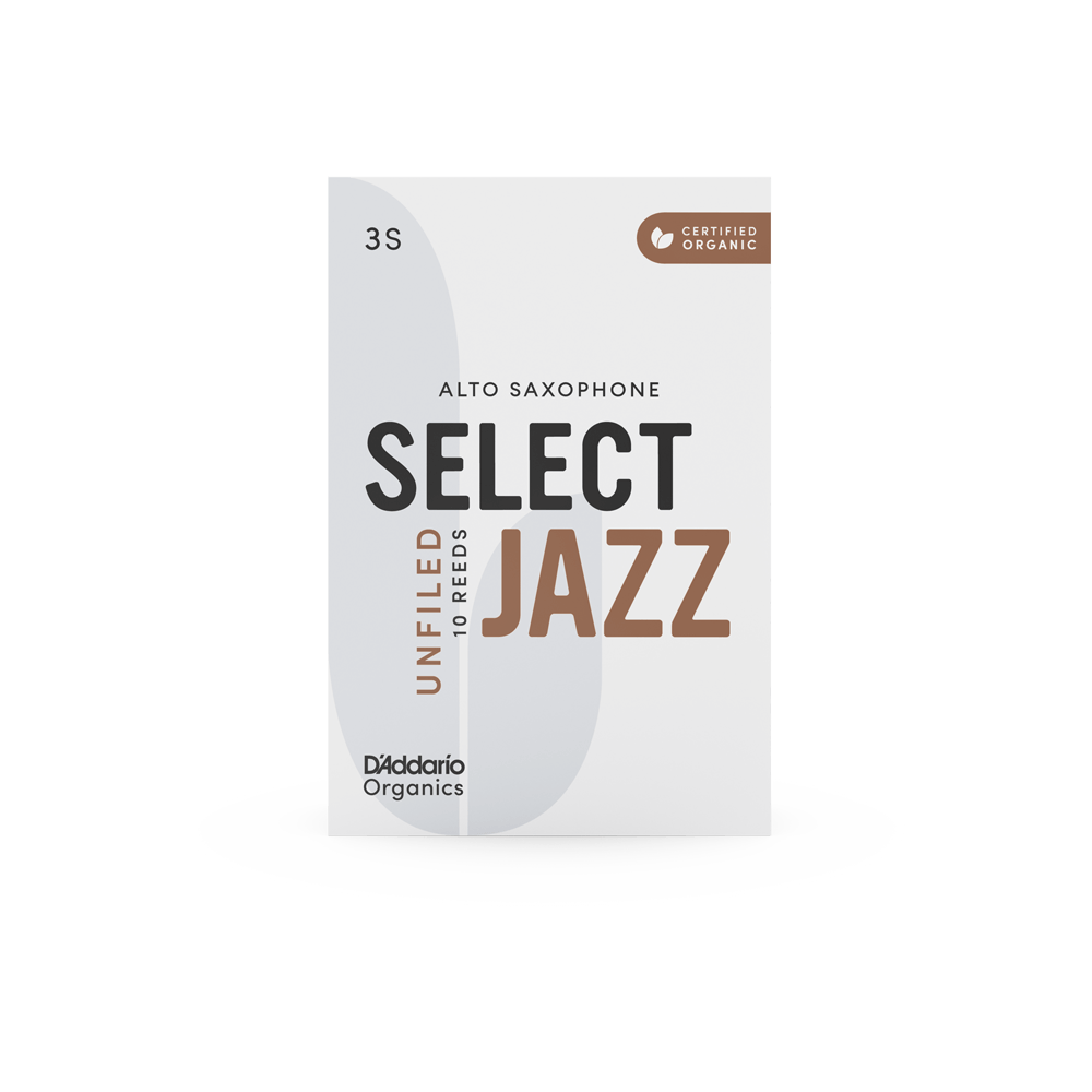 D'Addario Organic Select Jazz Unfiled Alto Saxophone Reeds - Individually Sealed, 10-Pack - Reeds For Less