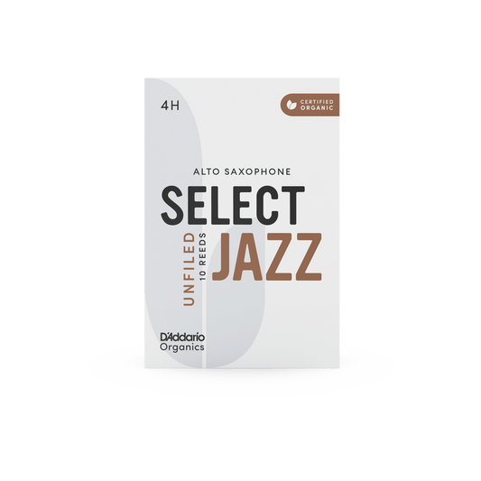 D'Addario Organic Select Jazz Unfiled Alto Saxophone Reeds - Individually Sealed, 10-Pack - Reeds For Less