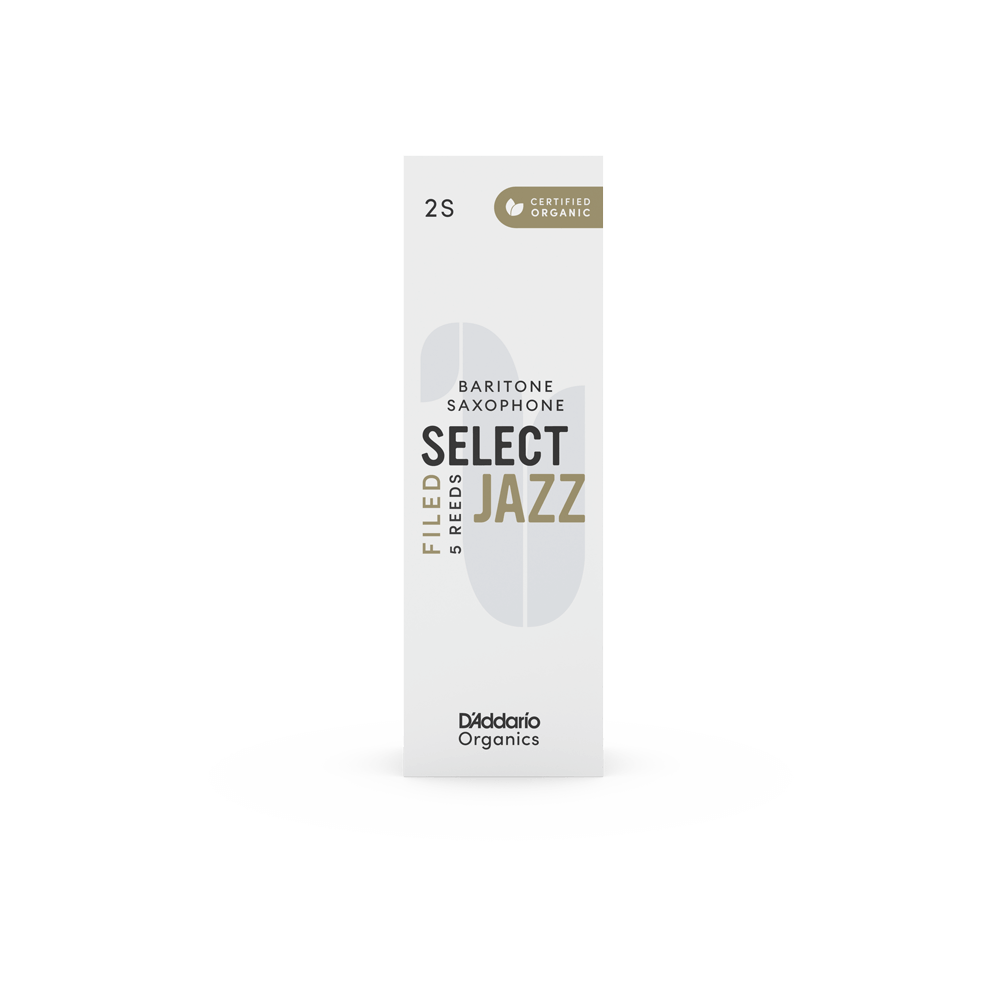 D'Addario Organic Select Jazz Filed Baritone Saxophone Reeds - Individually Sealed, 5-Pack - Reeds For Less