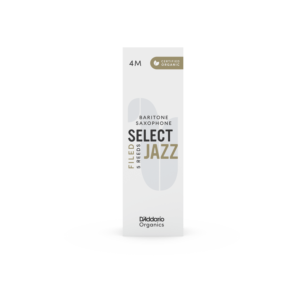 D'Addario Organic Select Jazz Filed Baritone Saxophone Reeds - Individually Sealed, 5-Pack - Reeds For Less