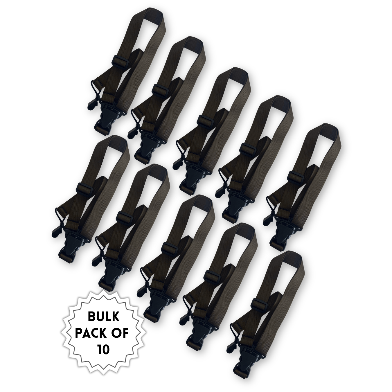 Ten-pack of brown ukulele straps