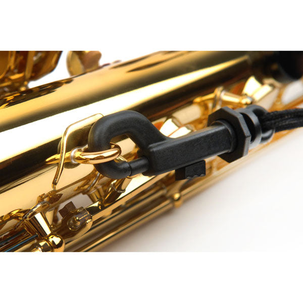 Rico Fabric Sax Strap (Black) with Plastic Snap Hook, Tenor/Baritone Saxophone